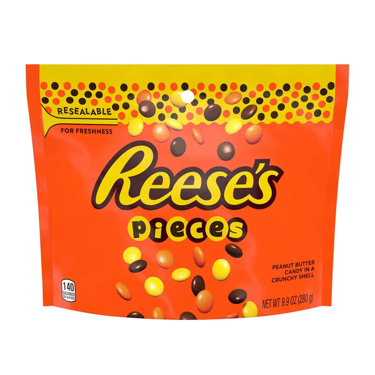 REESE'S PIECES Peanut Butter in a Crunchy Shell, Candy Bags, 9.9 oz (8 Count)