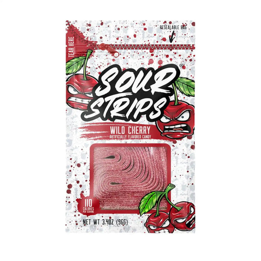 SOUR STRIPS Wild Cherry Flavored Chewy, Candy Bag, 3.4 oz