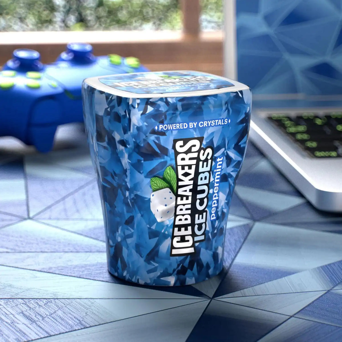 ICE BREAKERS Ice Cubes Peppermint Sugar-Free Gum Bottles, 4 ct