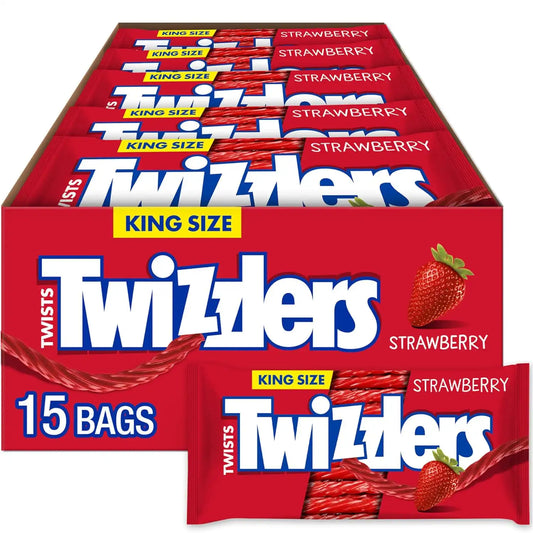 TWIZZLERS Twists Strawberry King Size Chewy Candy Packs, 5 oz, 15 Ct