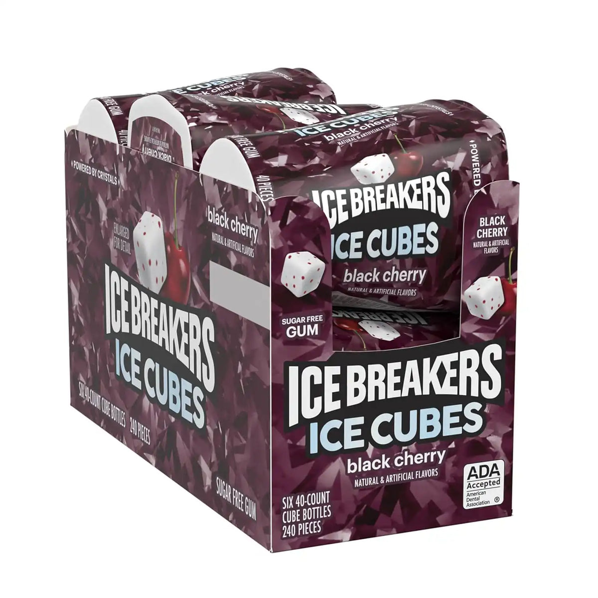 ICE BREAKERS Ice Cubes Black Cherry Sugar-Free Gum Bottles, 6 ct