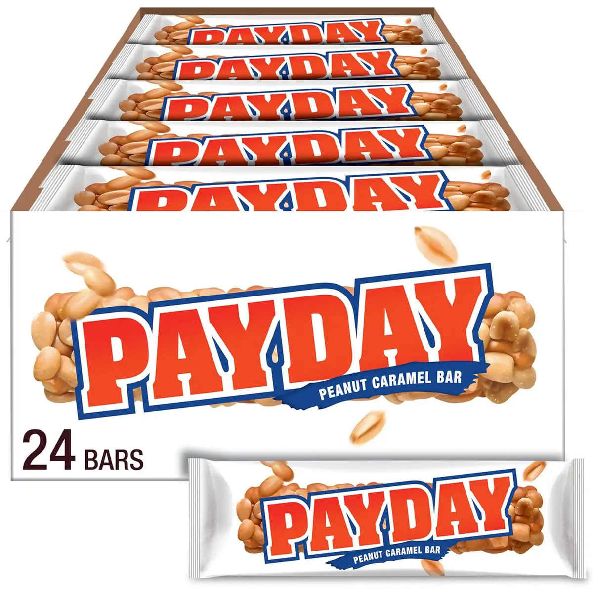 PAYDAY Peanut Caramel Candy Bars, 1.85 oz, 24 ct
