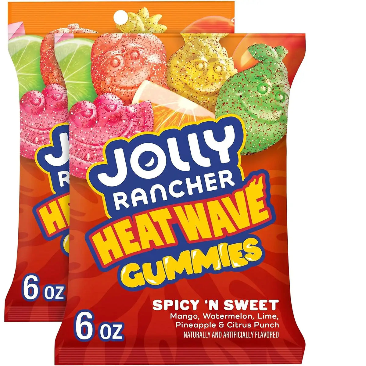 JOLLY RANCHER Heat Wave Gummies Spicy n Sweet Assorted Fruit Flavored Candy Bag, 6 oz (Pack of 2)