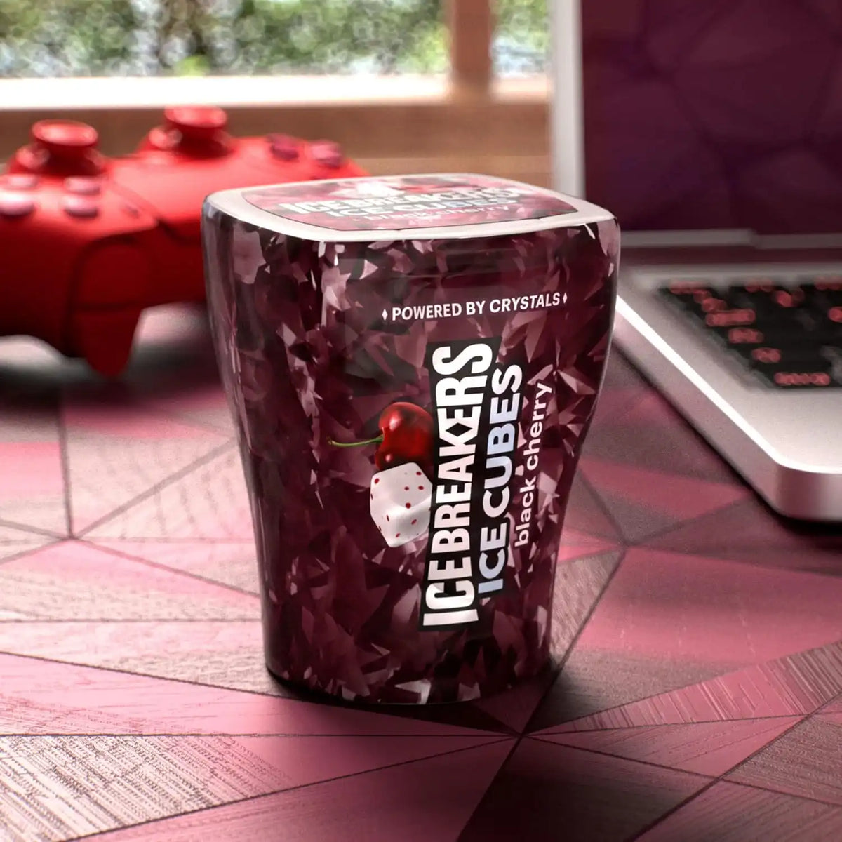 ICE BREAKERS Ice Cubes Black Cherry Sugar-Free Gum Bottles, 6 ct