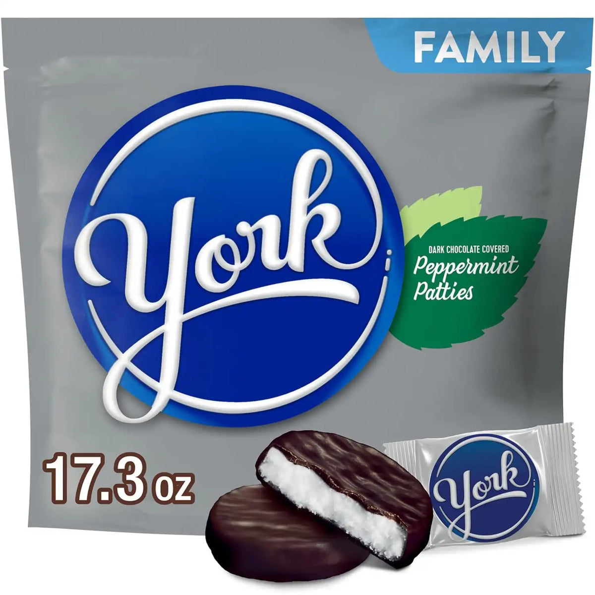 YORK Dark Chocolate Peppermint Patties, Candy Family Pack, 17.3 oz