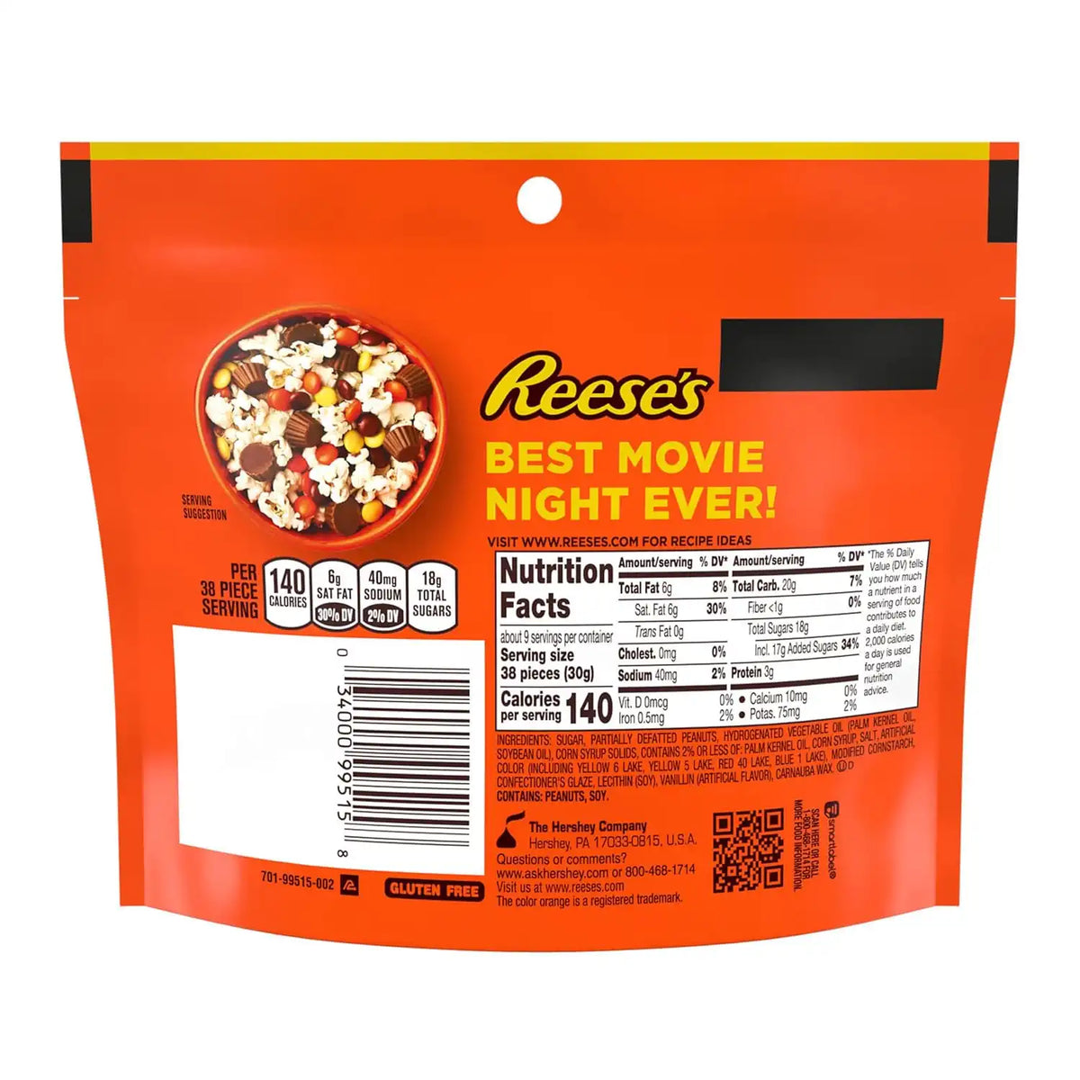 REESE'S PIECES Peanut Butter in a Crunchy Shell, Candy Bag, 9 oz