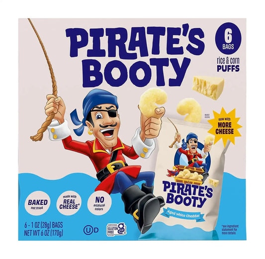 PIRATE'S BOOTY Aged White Cheddar Baked Cheese Puffs, 1 oz (6 Count)