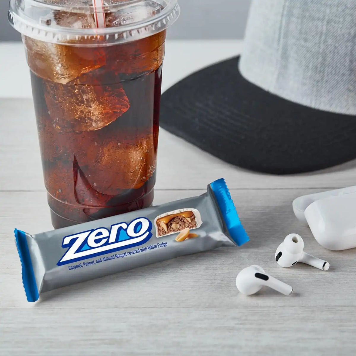 ZERO White Fudge, Caramel, Peanut & Almond Nougat Bars, 1.85 oz, 24 ct