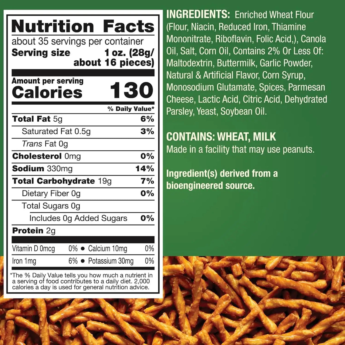 DOT'S Pretzels Parmesan Garlic Flavored Seasoned Pretzel Twists Bag, 16 oz