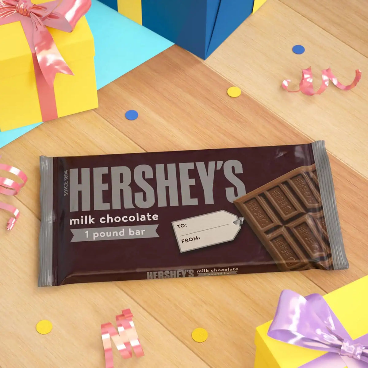 HERSHEY'S Milk Chocolate Gift Bar Holiday Candy, 1 lb