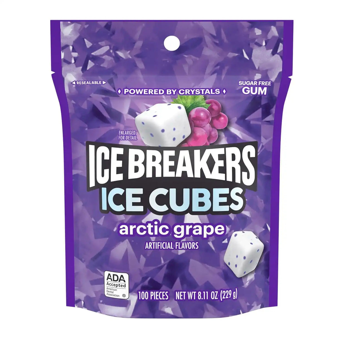 ICE BREAKERS Arctic Grape Sugar-Free Gum Pouch, 8.11 oz, 100 ct