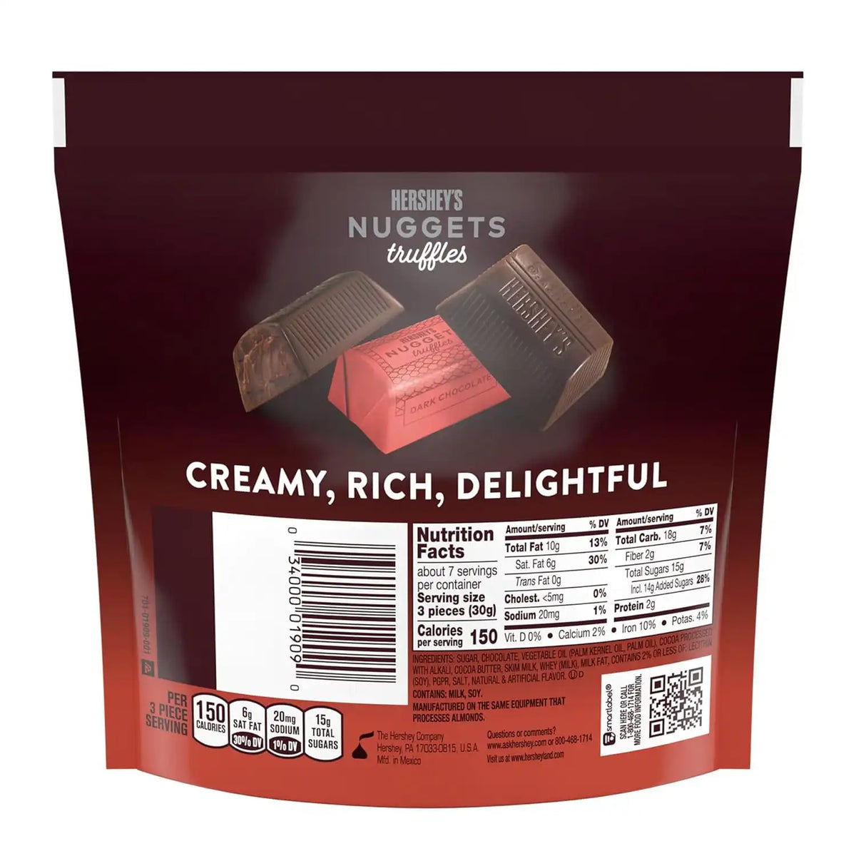 HERSHEY'S NUGGETS Dark Chocolate Truffles, Candy Share Pack, 7.7 oz