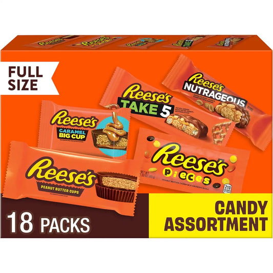 REESE'S Assorted Peanut Butter Candy Variety Pack, 18 Ct, 27.2 Ounce (Pack of 6)