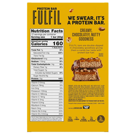 FULFIL Chocolate Hazelnut Protein Bars, 15g Protein, 1.41 Ounce (Pack of 72)