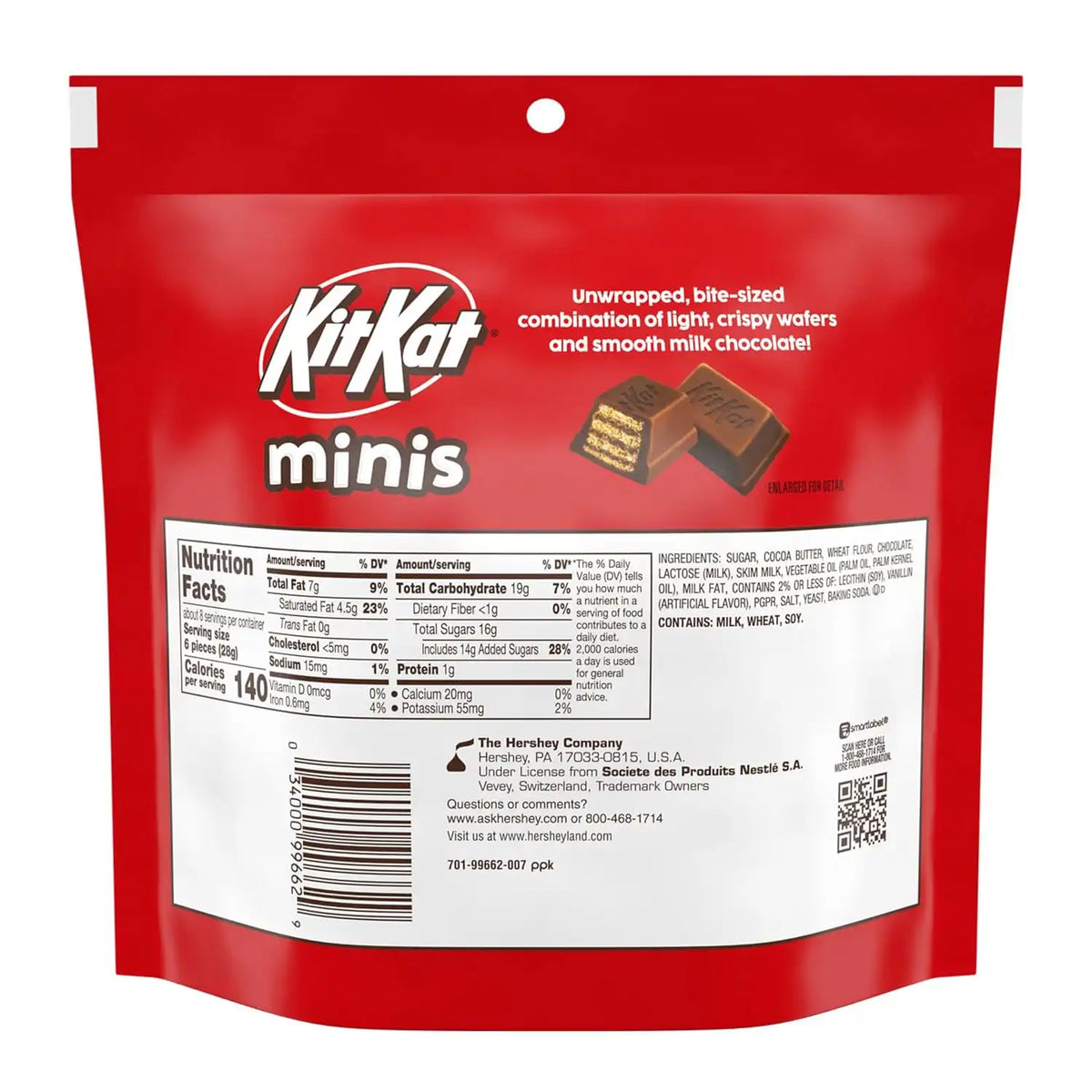 Kit Kat, Minis Unwrapped Milk Chocolate Wafer Candy Bag, 7.6 Ounce