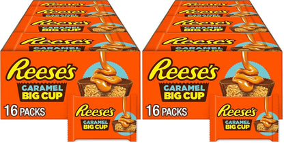 REESE'S Big Cup Caramel Milk Chocolate Peanut Butter Cups,Candy Packs,1.4 oz,(Pack of 32)