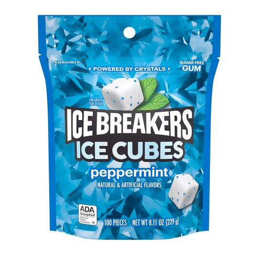 ICE BREAKERS Peppermint Sugar-Free Gum Pouch, 8.11 oz, 100 ct