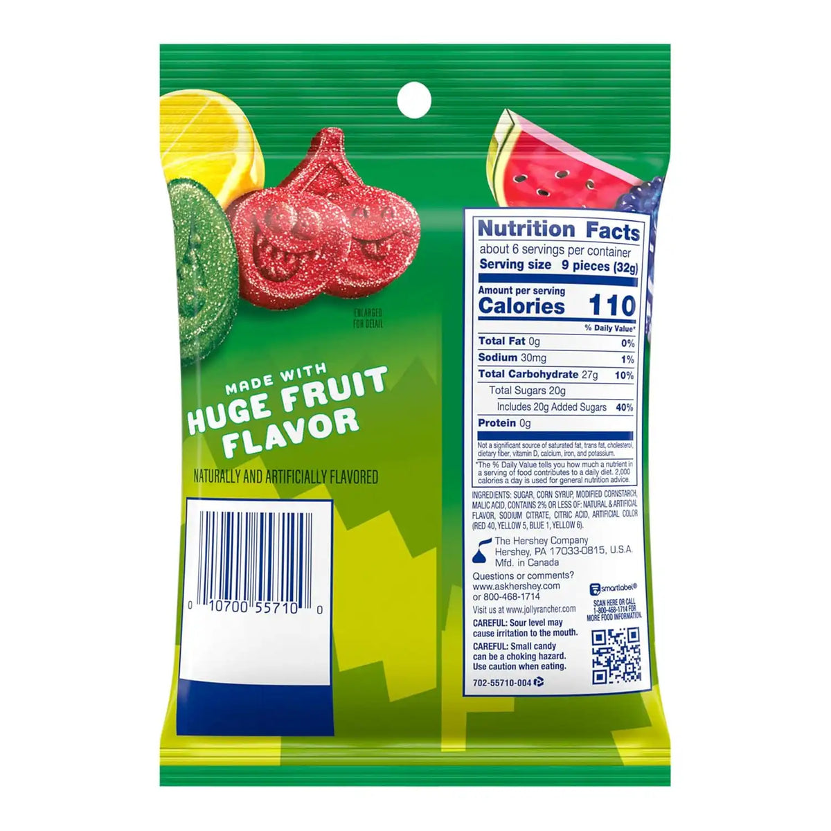 JOLLY RANCHER Gummies Sours Assorted Fruit Flavored Candy Bag, 6.5 oz (Pack of 2)