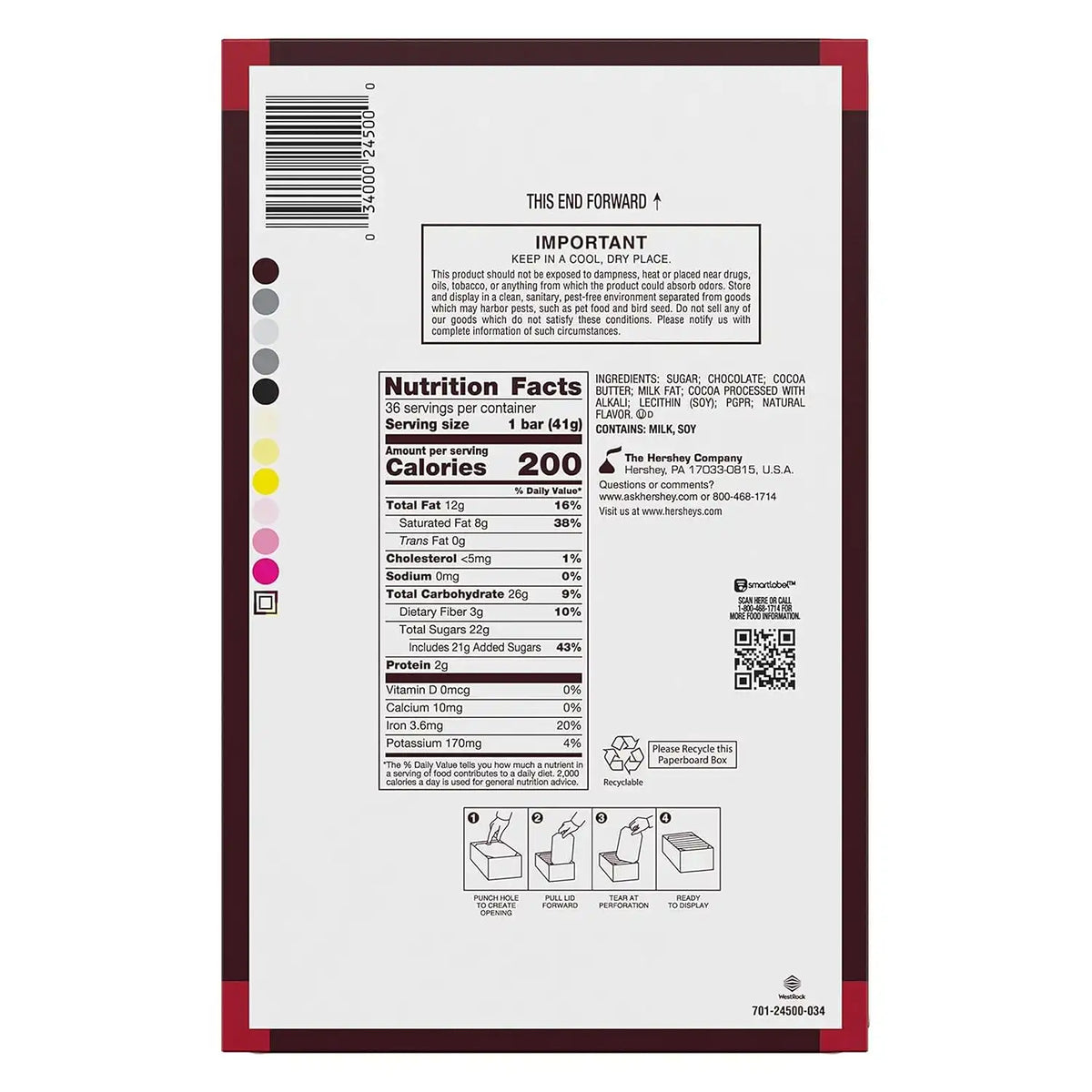 HERSHEY'S SPECIAL DARK Mildly Sweet Chocolate Candy Bars, 1.45 oz (36 Count)