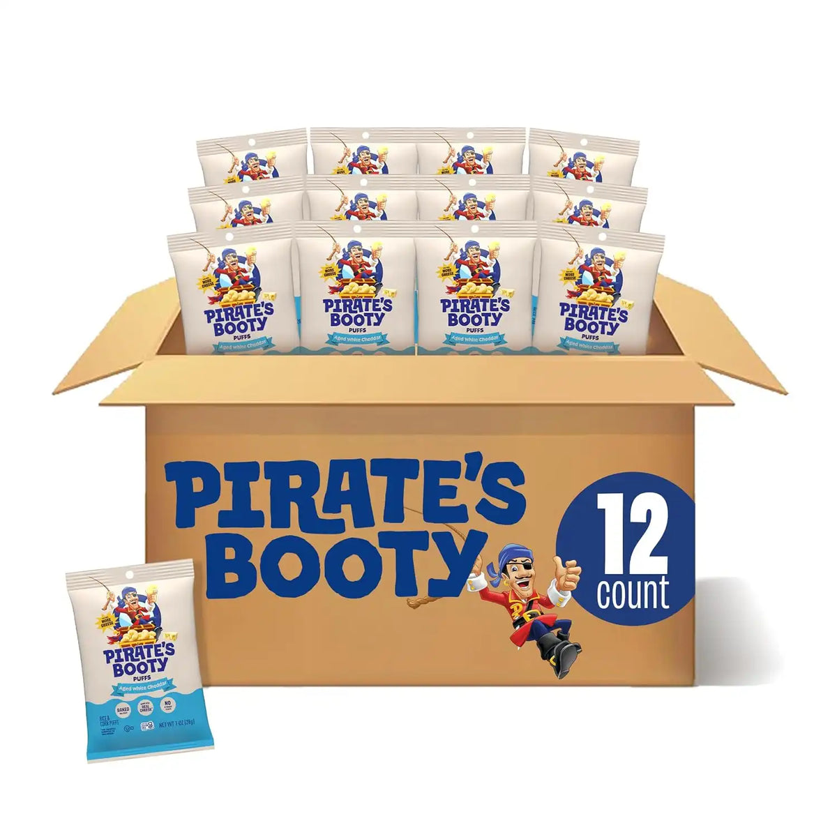 PIRATE'S BOOTY Aged White Cheddar Cheese Puffs Bags, 1 oz (12 Count)
