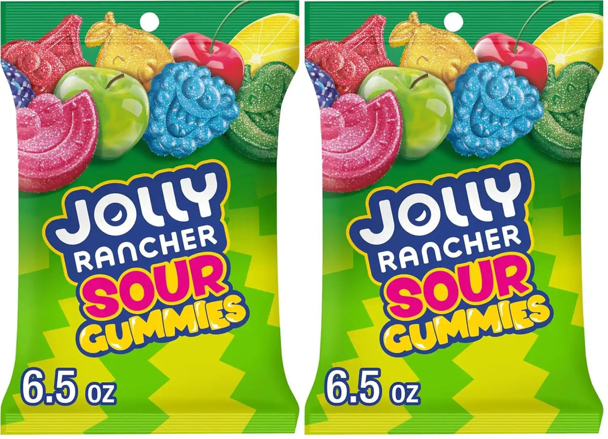 JOLLY RANCHER Gummies Sours Assorted Fruit Flavored Candy Bag, 6.5 oz (Pack of 2)