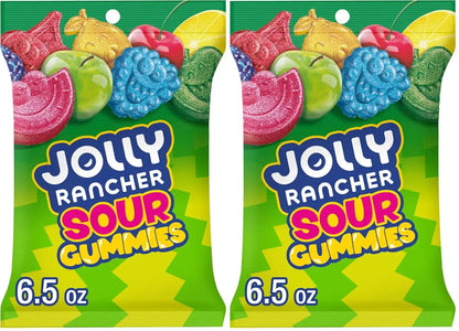 JOLLY RANCHER Gummies Sours Assorted Fruit Flavored Candy Bag, 6.5 oz (Pack of 2)