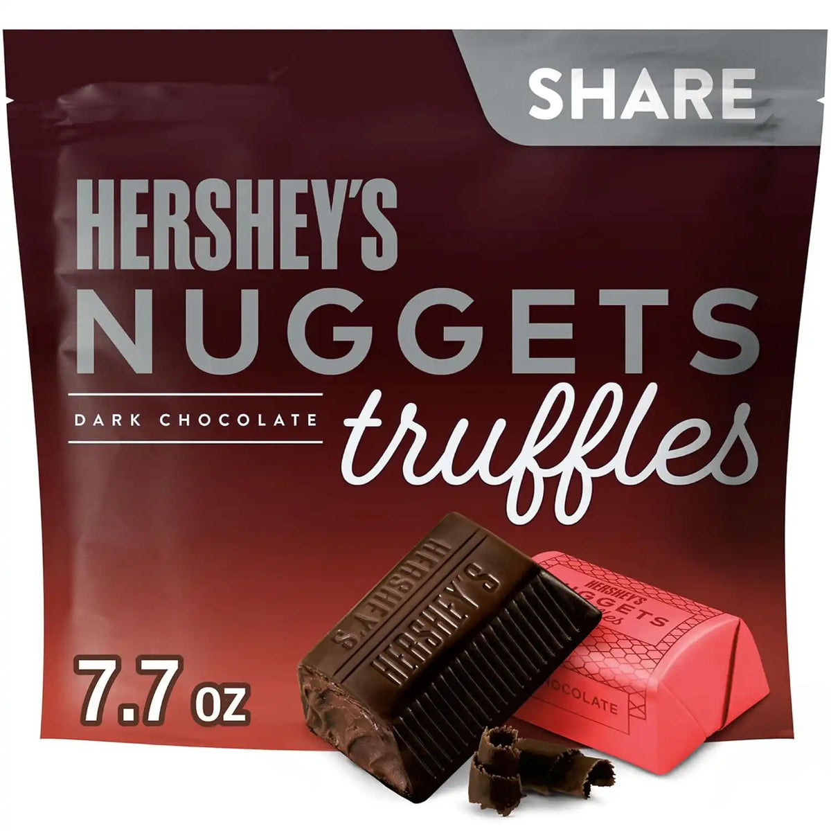 HERSHEY'S NUGGETS Dark Chocolate Truffles, Candy Share Pack, 7.7 oz