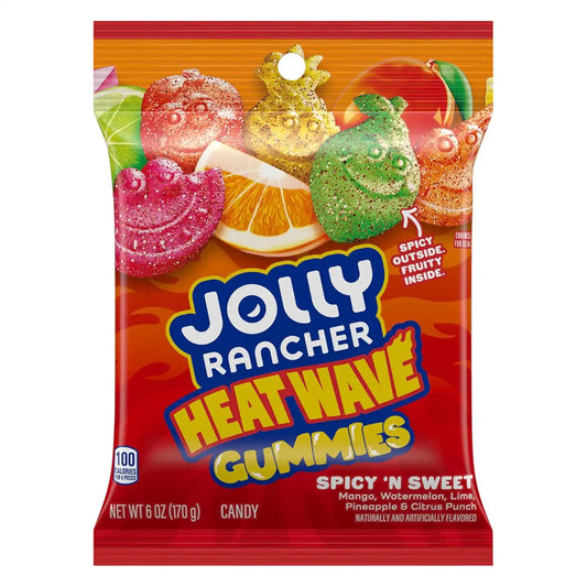JOLLY RANCHER Heat Wave Gummies Spicy n Sweet Assorted Fruit Flavored Candy Bags, 6 oz (12 Count)