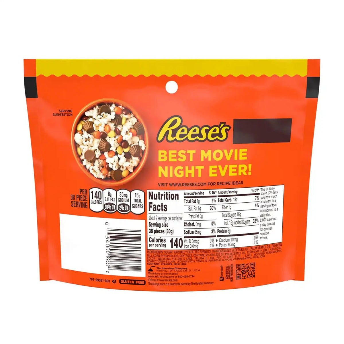 REESE'S PIECES Peanut Butter in a Crunchy Shell, Candy Bags, 9.9 oz (8 Count)
