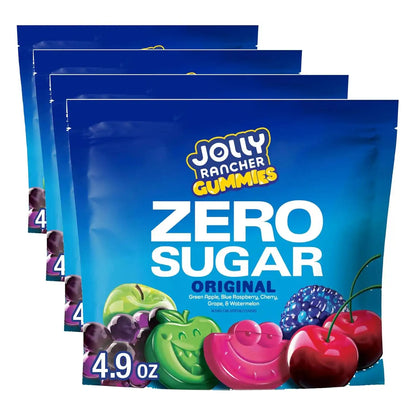 JOLLY RANCHER Gummies Zero Sugar Assorted Fruit Flavored Candy Bag, 4.9 oz (7 Pouches) (Pack of 4)
