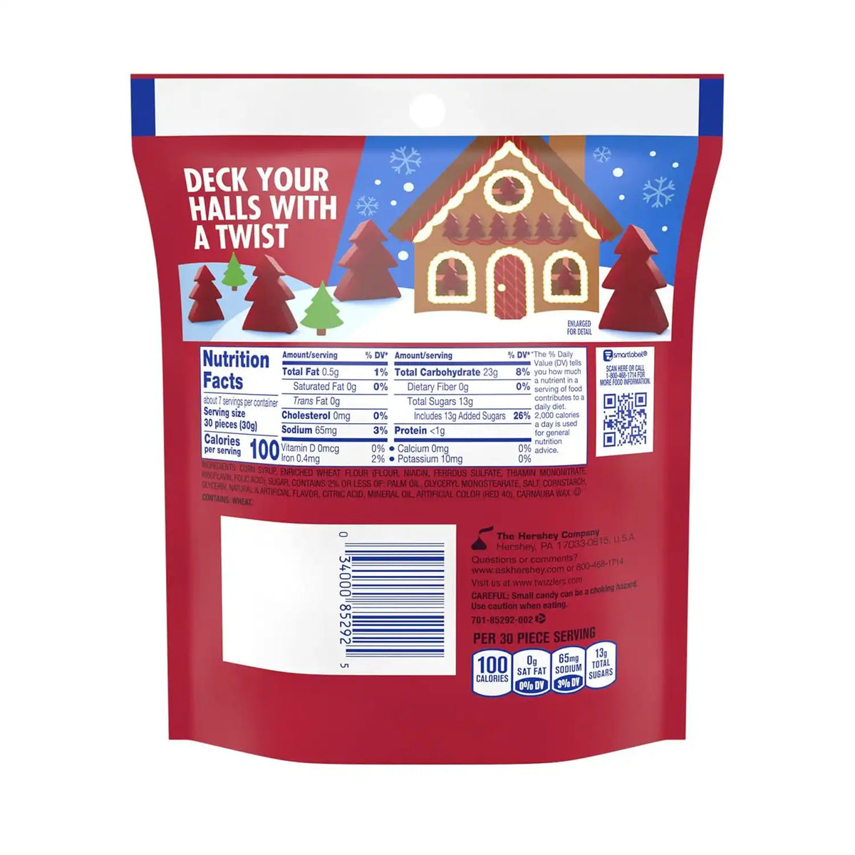 TWIZZLERS Cherry Flavored Trees Christmas Licorice Candy, 7.1 oz Bag