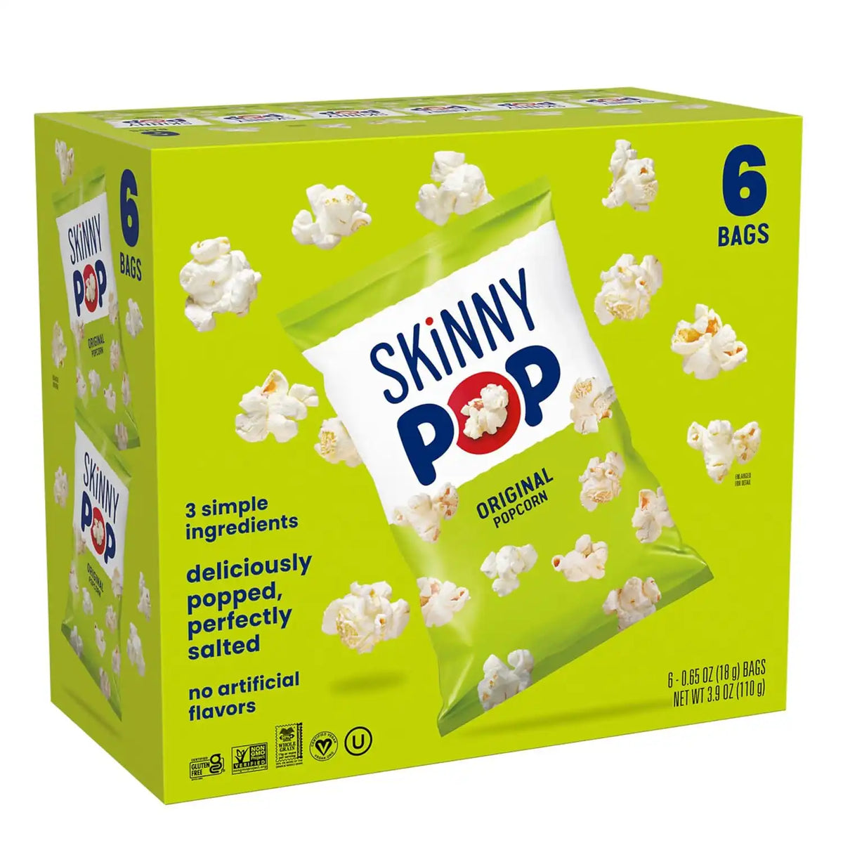 SKINNYPOP Original, Gluten Free Popcorn Bags, .65 oz (6 Count)