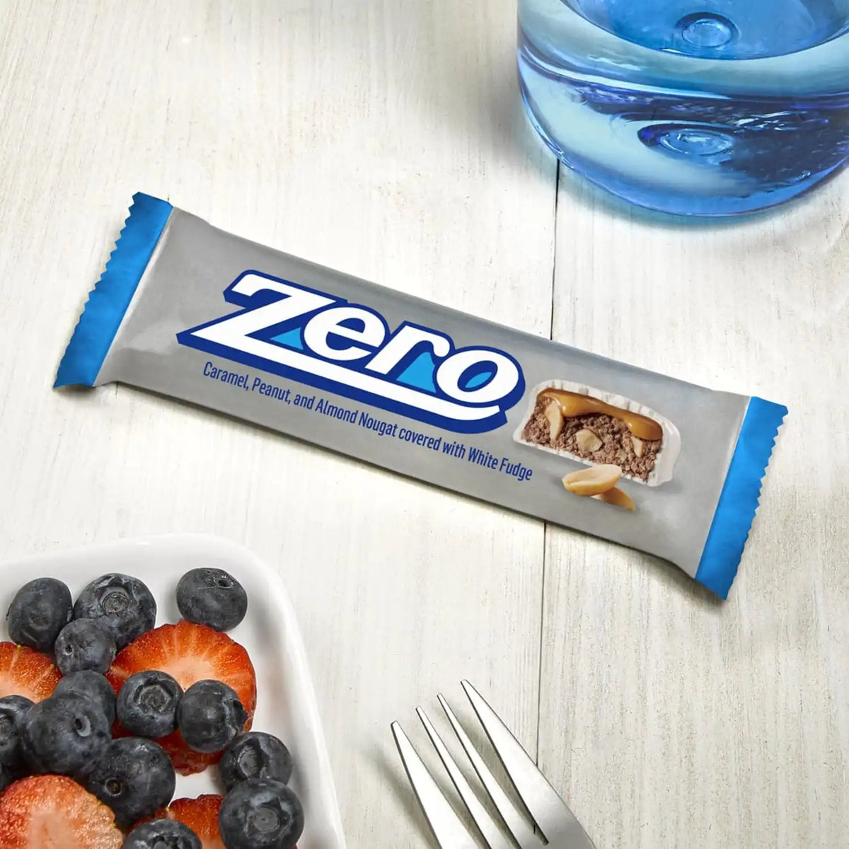 ZERO White Fudge, Caramel, Peanut & Almond Nougat Bars, 1.85 oz, 24 ct