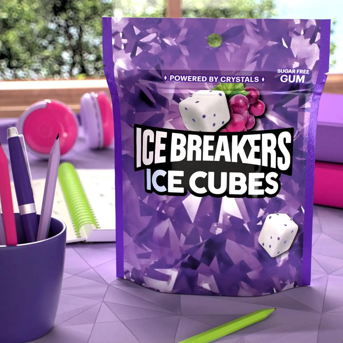 ICE BREAKERS Arctic Grape Sugar-Free Gum Pouch, 8.11 oz, 100 ct