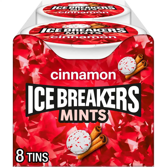ICE BREAKERS Cinnamon Sugar-Free Mints Tins, 1.5 oz, 8 ct