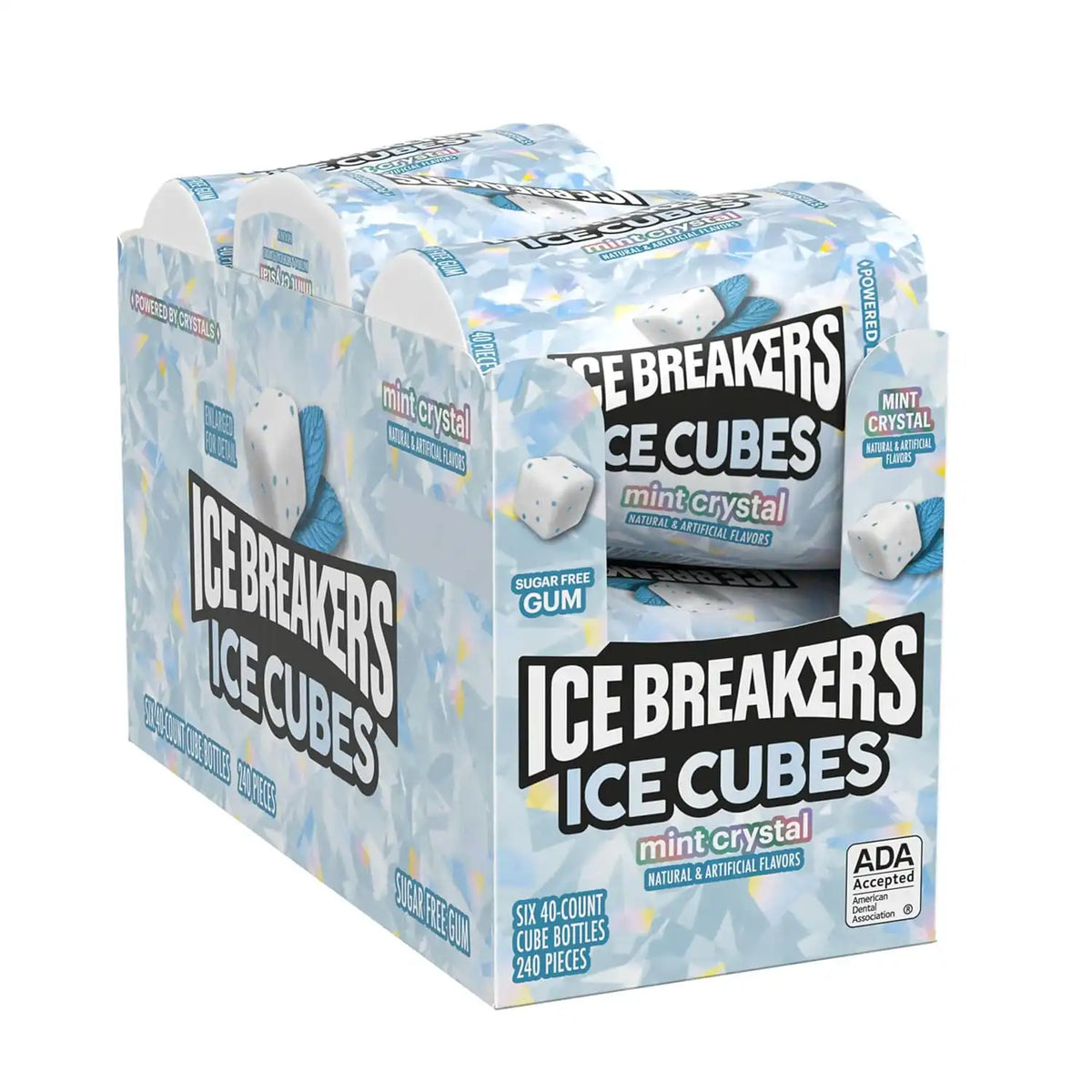 ICE BREAKERS Ice Cubes Mint Crystal Sugar Free Chewing Gum Bottles, 3.24 oz (6 Count, 40 Pieces)