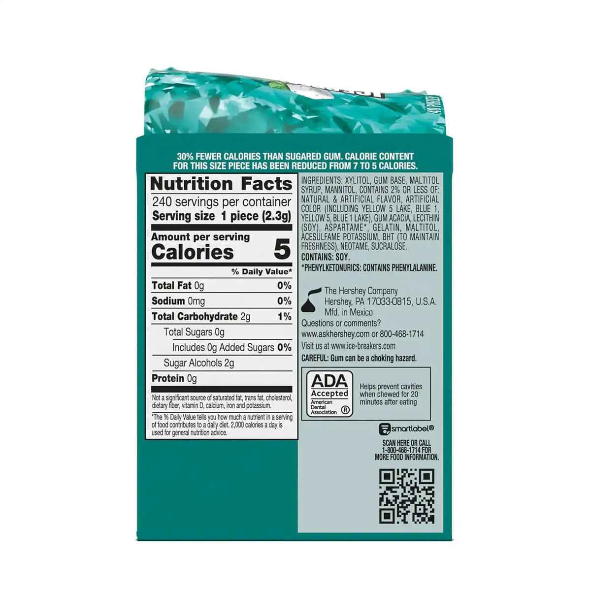 ICE BREAKERS Ice Cubes Wintergreen Flavored Sugar Free Chewing Gum Bottles, 3.24 oz (6 Count, 40 Pieces) (Pack of 12)