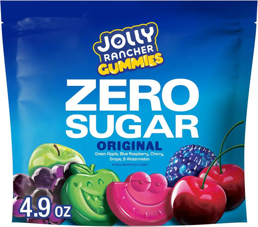 JOLLY RANCHER Gummies Zero Sugar Assorted Fruit Flavored Candy Bag, 4.9 oz (7 Pouches) (Pack of 8)