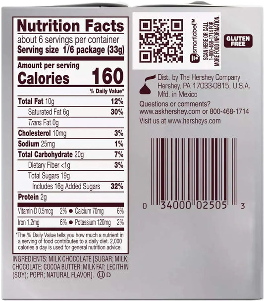 HERSHEY'S KISSES Solid Milk Chocolate Candy Gift Box, 7 oz