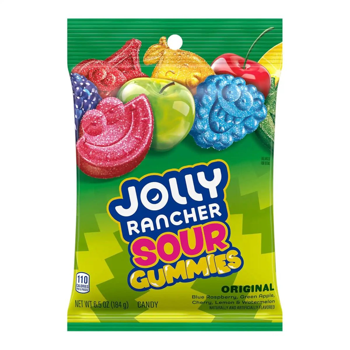 JOLLY RANCHER Gummies Sours Assorted Fruit Flavored Candy Bag, 6.5 oz (Pack of 2)