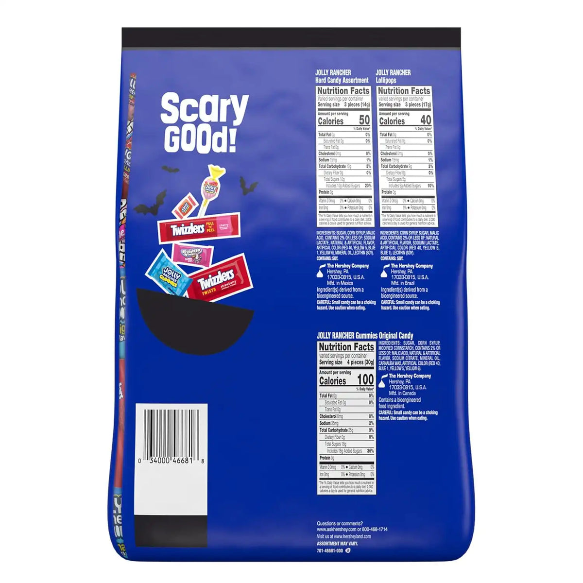 JOLLY RANCHER, TWIZZLERS, BUBBLE YUM Halloween Candy Bulk, 41.1 oz