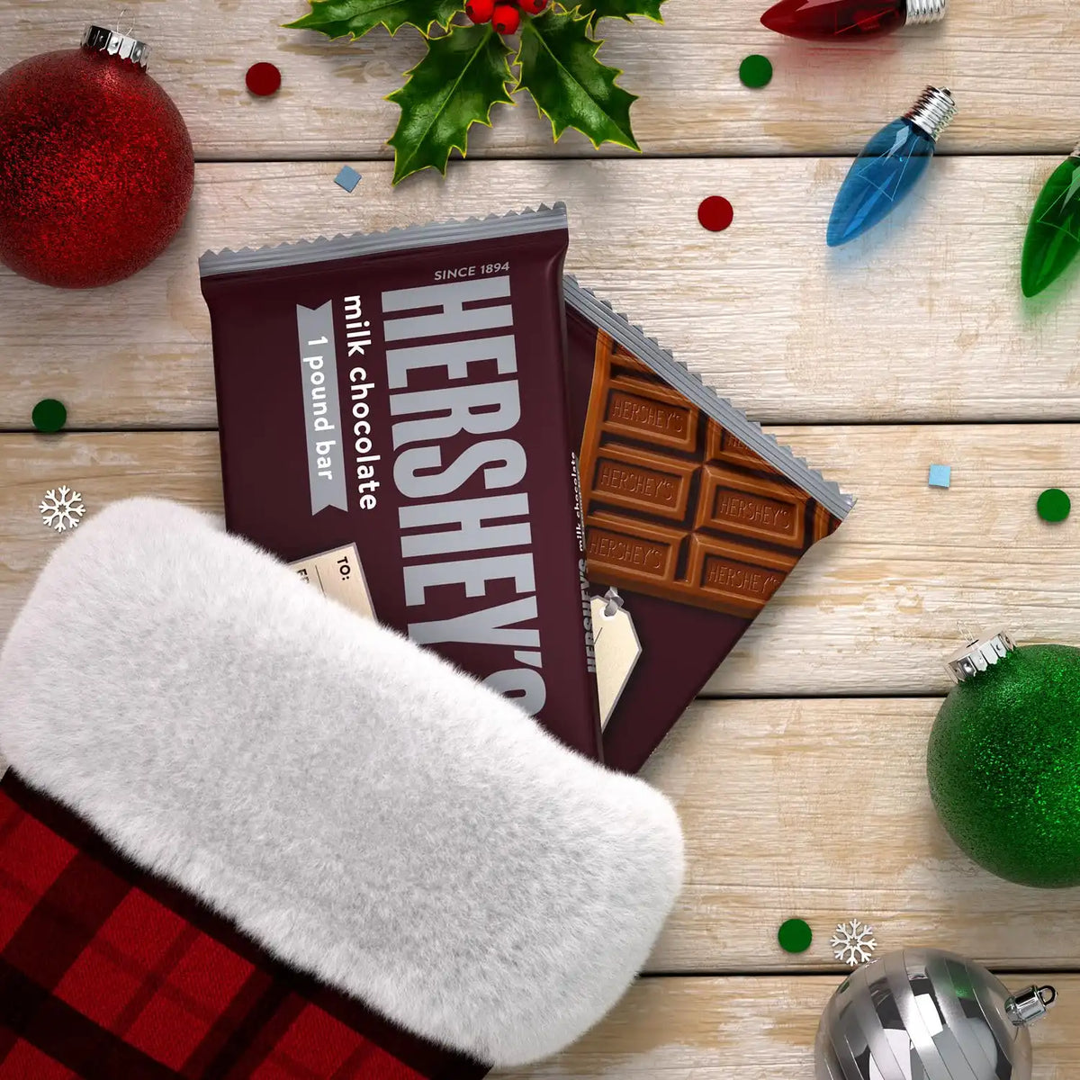 HERSHEY'S Milk Chocolate Candy Gift Bar, 1 lb (Pack of 2)
