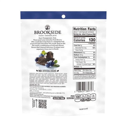 Brookside, Dark Chocolate, Acai and Blueberry Flavored Snacking Chocolate Bag, 7 Ounce