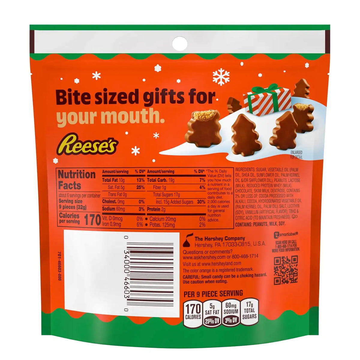 REESE'S Mini Peanut Butter Christmas Trees, Unwrapped, 7 oz (Pack of 2)