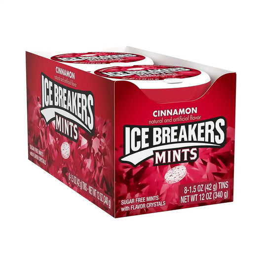 ICE BREAKERS Cinnamon Sugar-Free Mints Tins, 1.5 oz, 8 ct