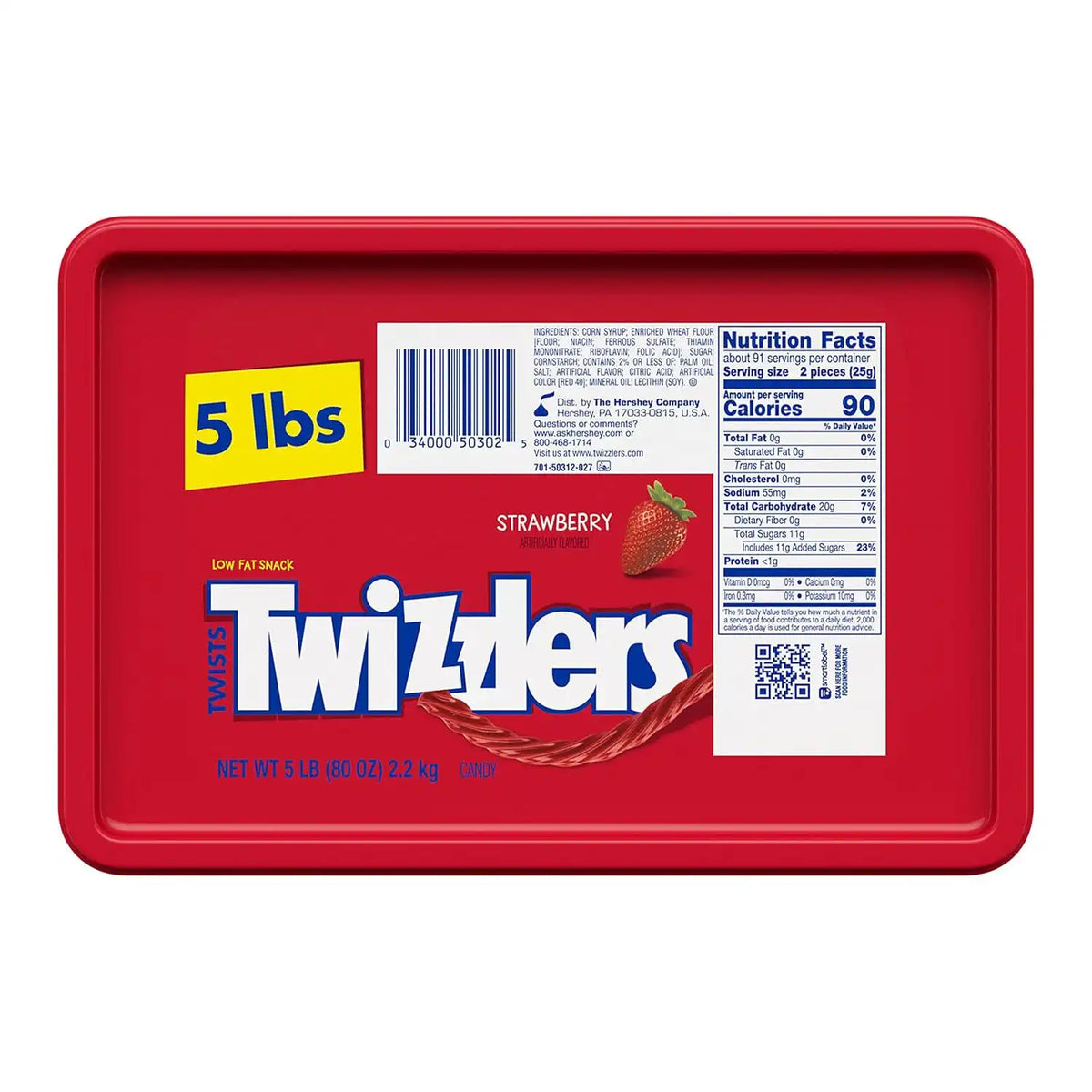 TWIZZLERS Twists Strawberry Flavored Licorice Style Candy Tub, 5 lb