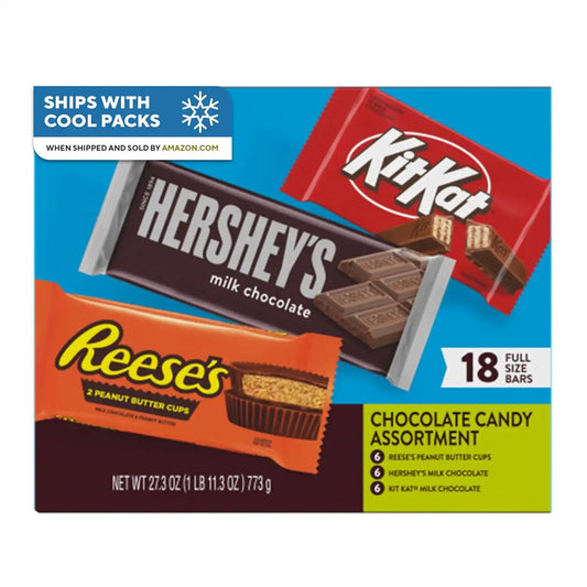 HERSHEY'S, KIT KAT and REESE'S Assorted Milk Chocolate Candy Variety Box, 27.3 oz, (Pack of 108)