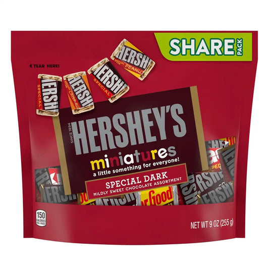 Hershey's Special Dark, Miniatures Assorted Chocolate Candy Share Pack, 9 Ounce
