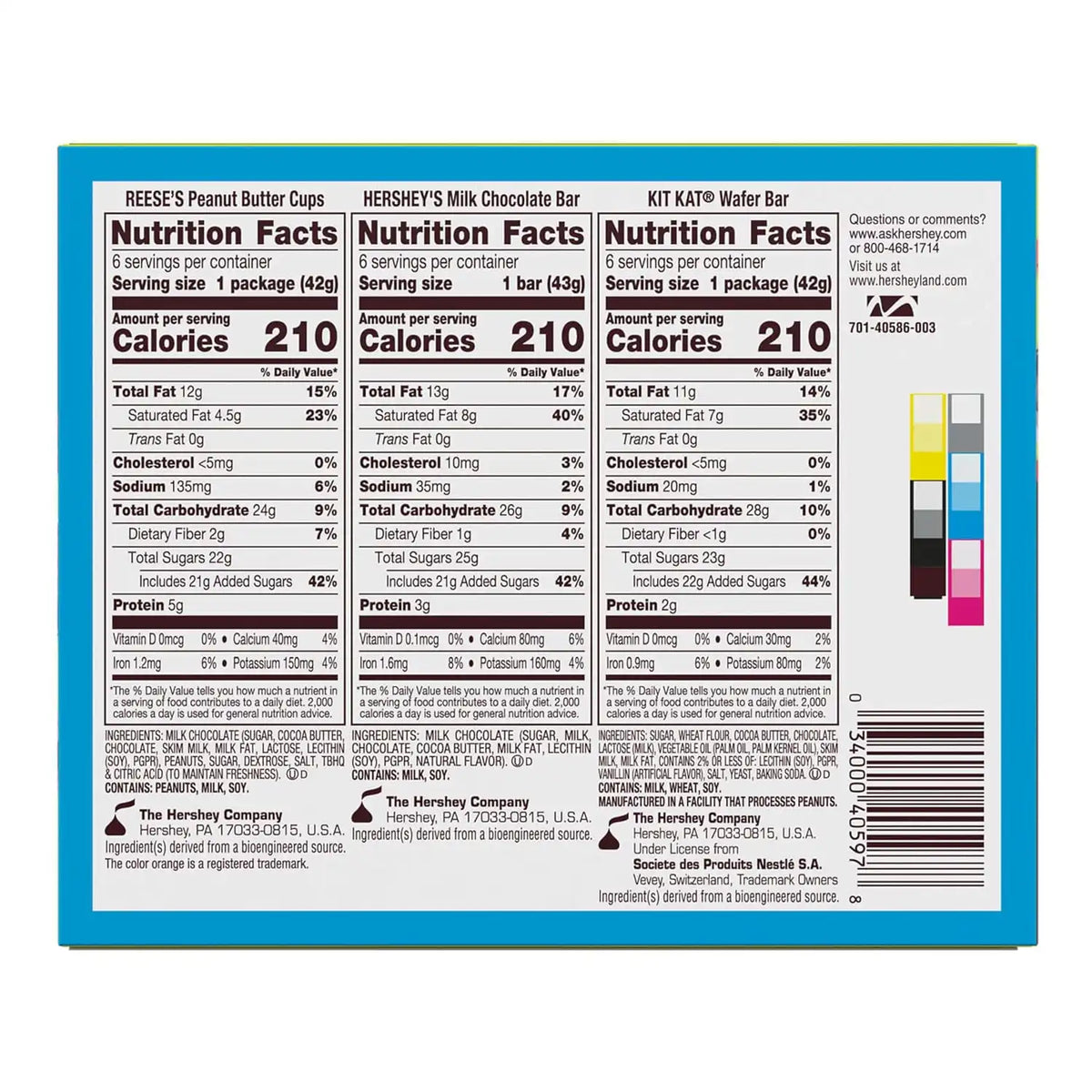 HERSHEY'S, KIT KAT and REESE'S Assorted Milk Chocolate Candy Variety Box, 27.3 oz, (Pack of 108)
