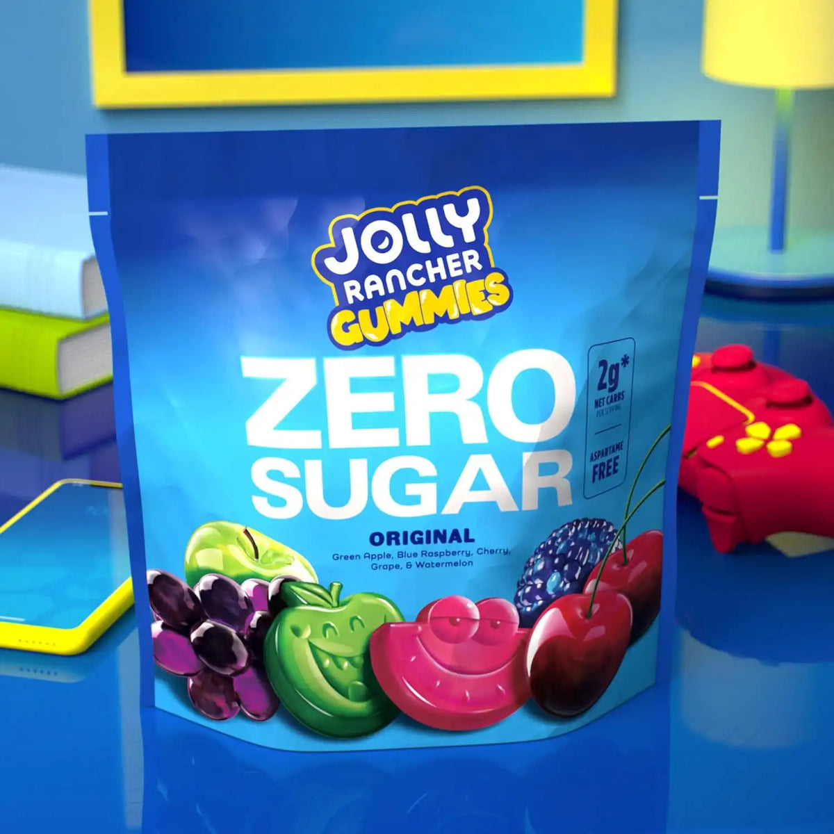 JOLLY RANCHER Gummies Zero Sugar Assorted Fruit Flavored Candy Bag, 4.9 oz (7 Pouches) (Pack of 4)